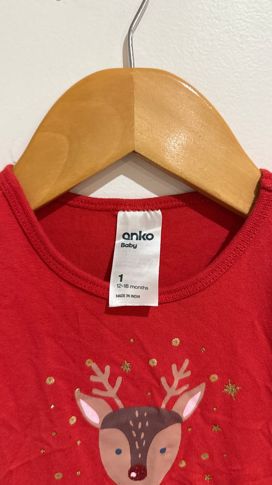 Anko Baby Red Reindeer Tutu Dress - Size 1 (12-18 Months)