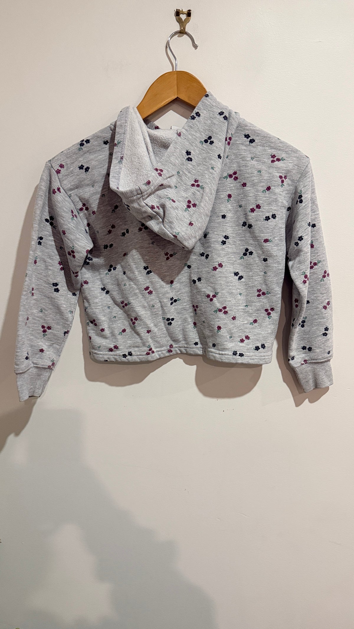 Mini Mango Kids Size 8 Floral Print Cropped Hoodie