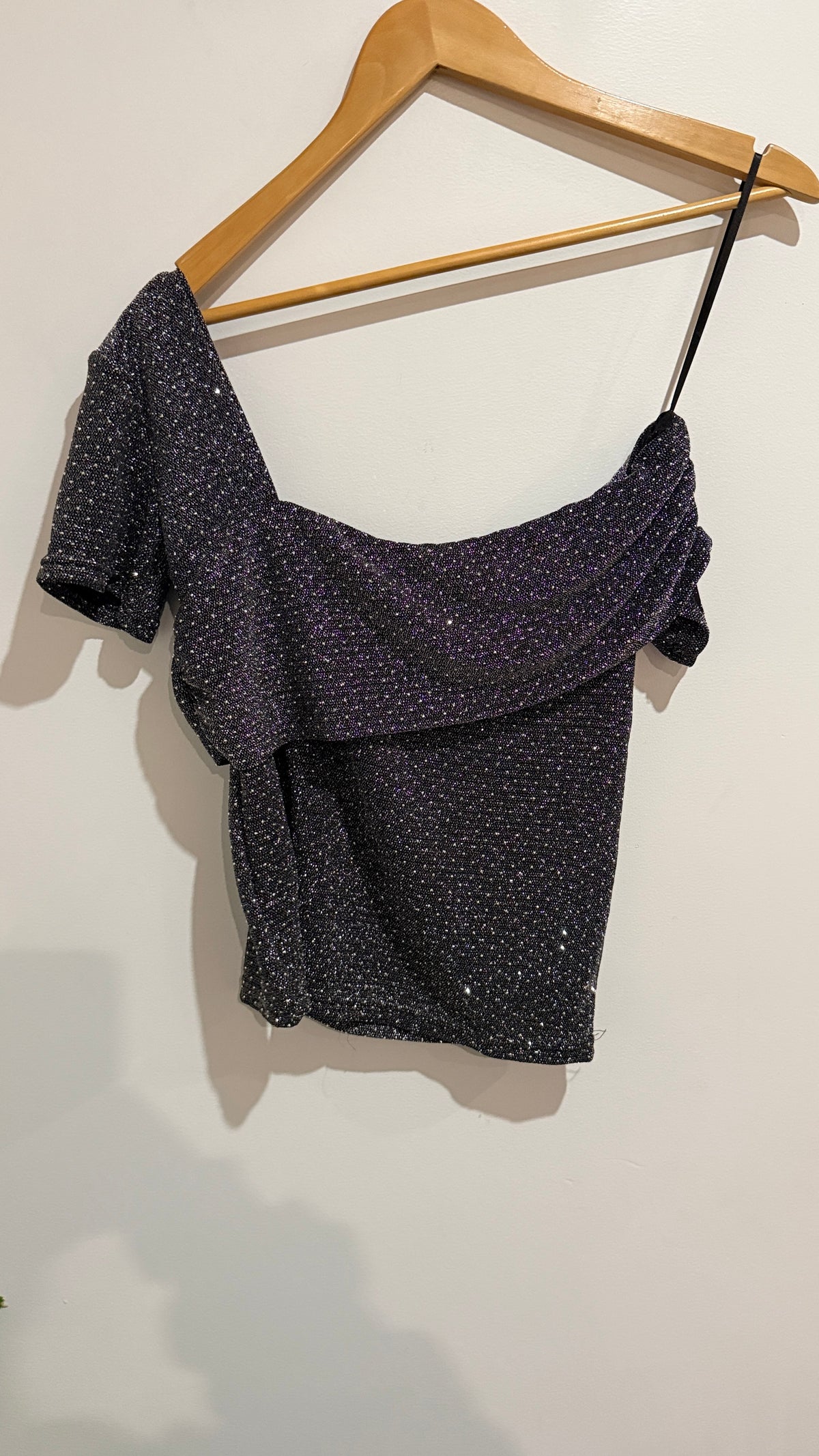 Mirrou Black Sparkle Asymmetric Top Size M