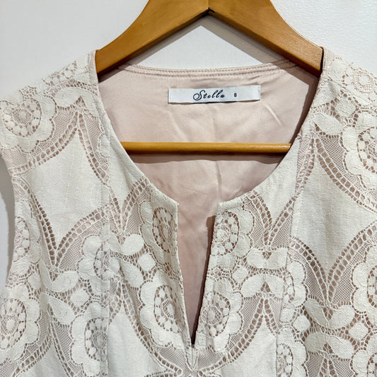 Stella Cream Lace Sleeveless Dress Size 8