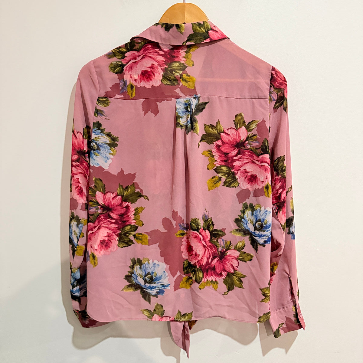 Pagani Pink Floral Tie Front Blouse Size 10