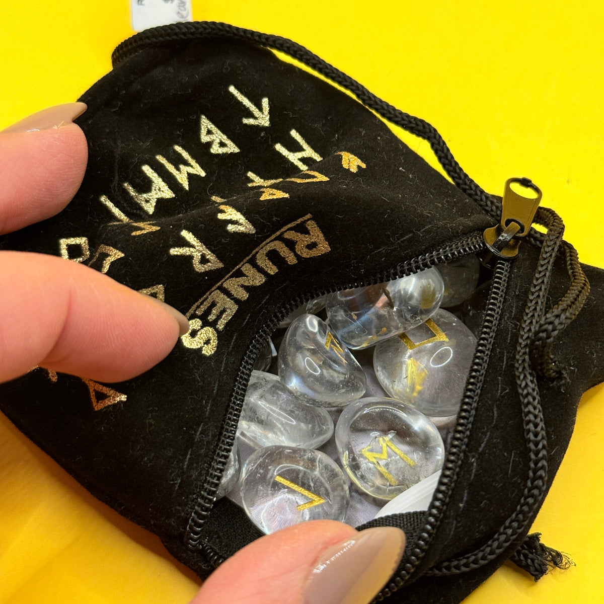 Rune Stone Set in Black Drawstring Pouch