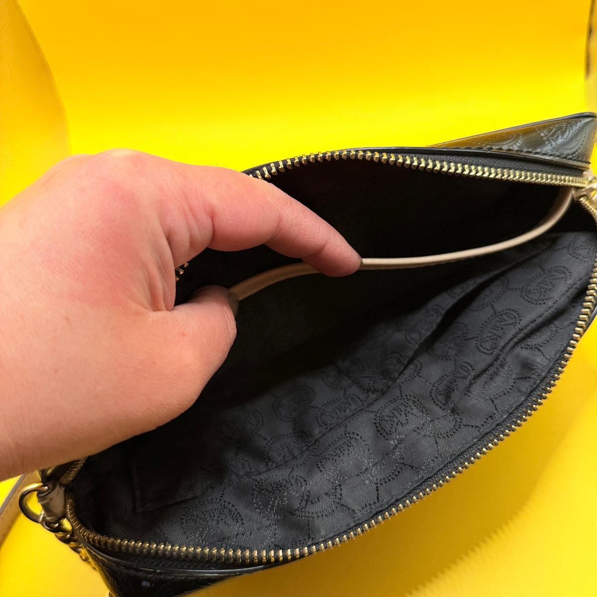 Michael Kors Black Patent Monogram Crossbody Bag