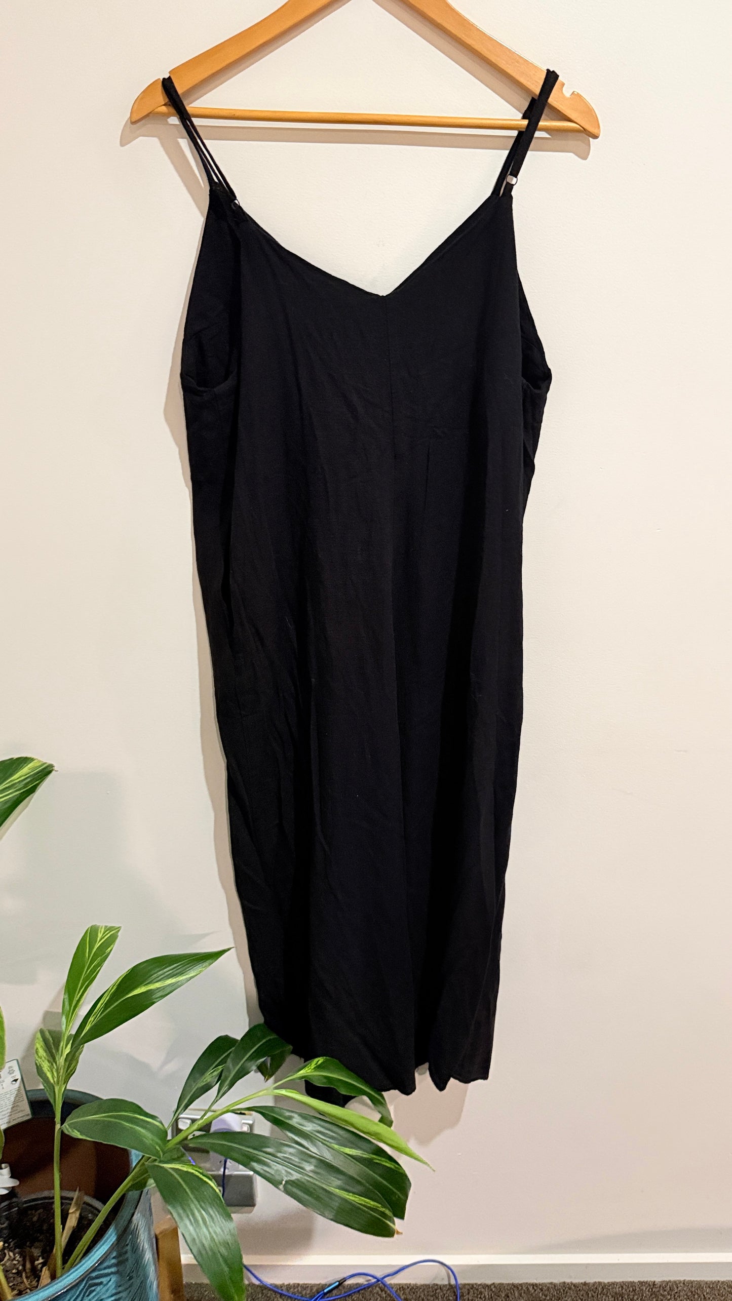 Dotti Black Button Front Cami Jump Suit Size 10