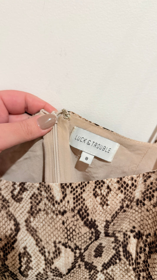 Luck & Trouble Snake Print Strappy Mini Dress Size 8