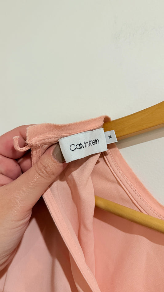 Calvin Klein Peach Cap Sleeve Top Size 36 - 50cm u/arm