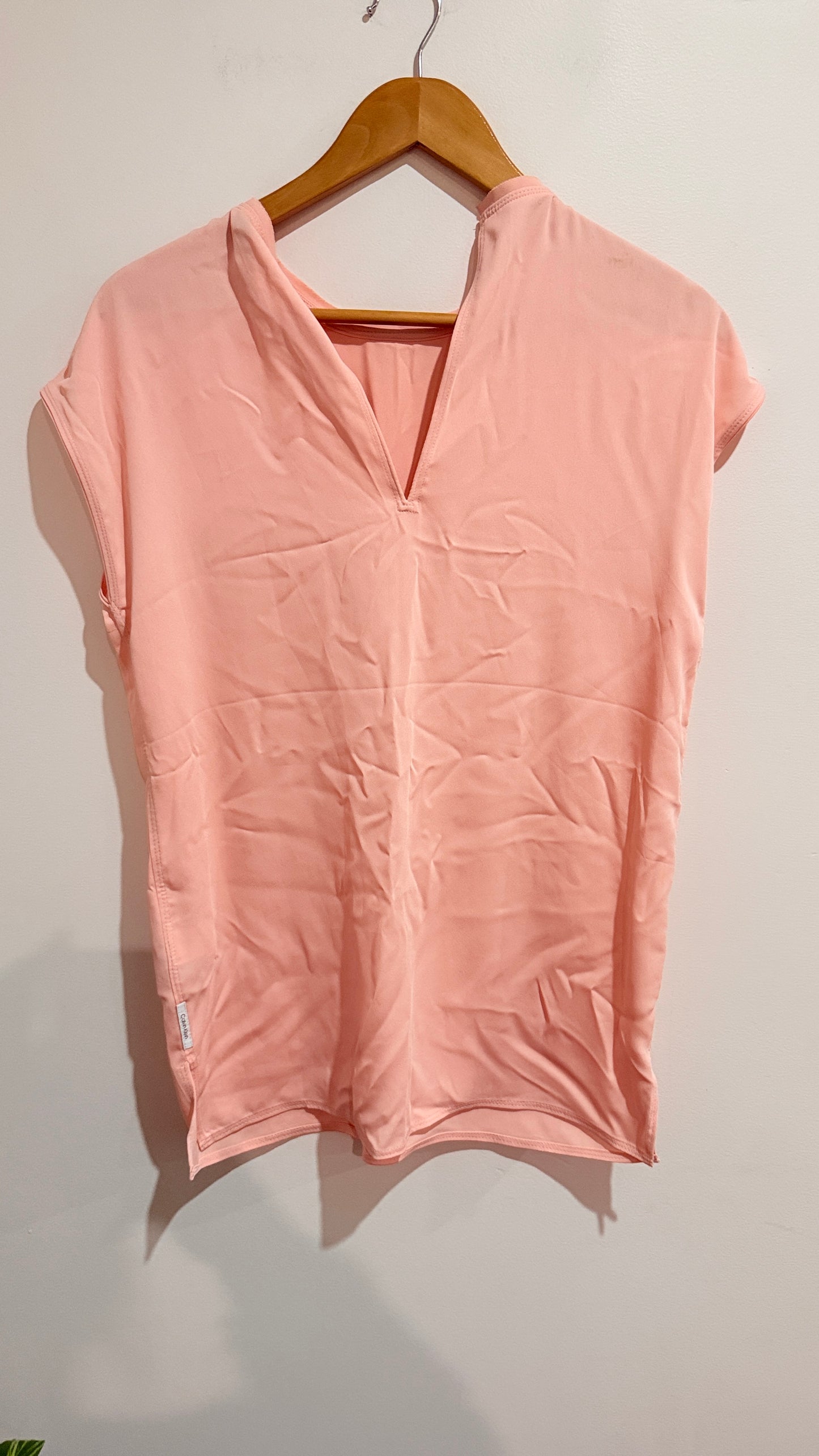 Calvin Klein Peach Cap Sleeve Top Size 36 - 50cm u/arm
