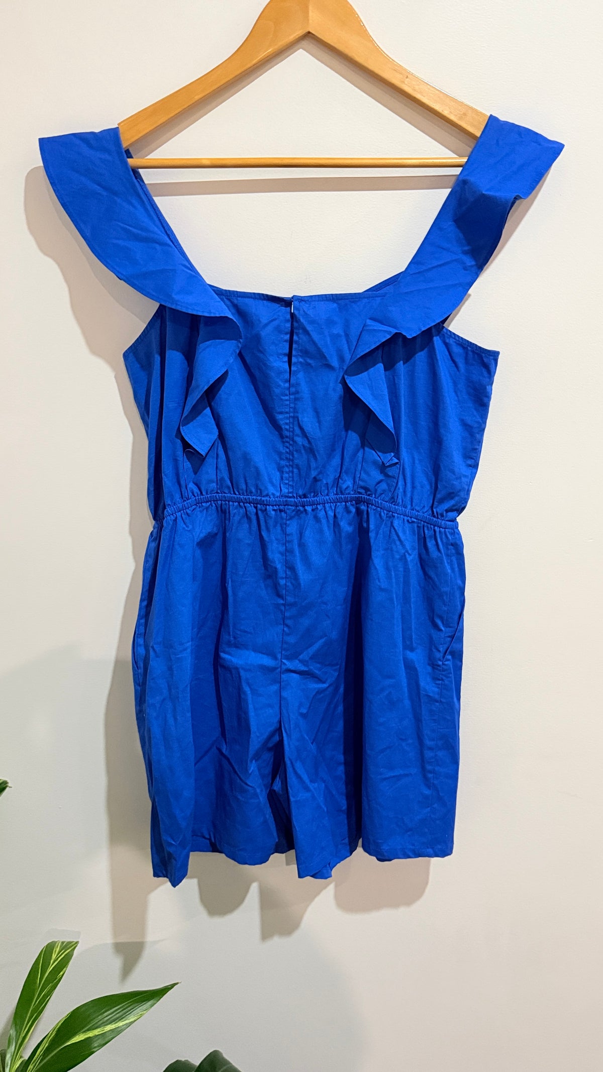 H&M Cobalt Blue Frill Shoulder Playsuit Size 12