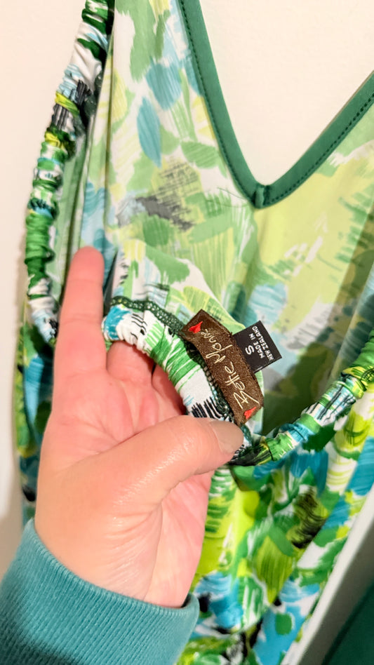 Bette Monroe Green Tropical Print Halter Dress Size S
