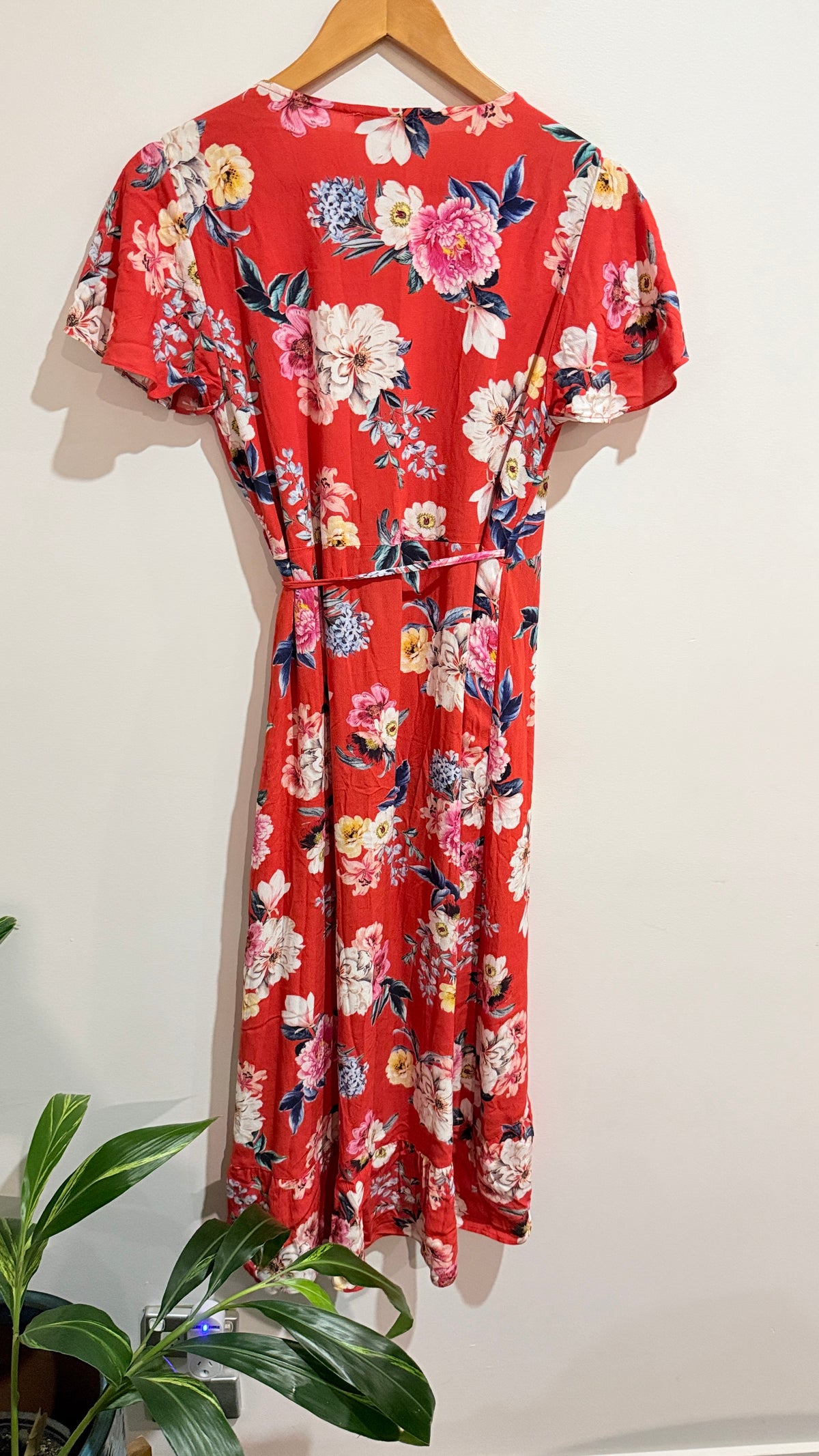 Just Jeans Red Floral Wrap Dress Size 8