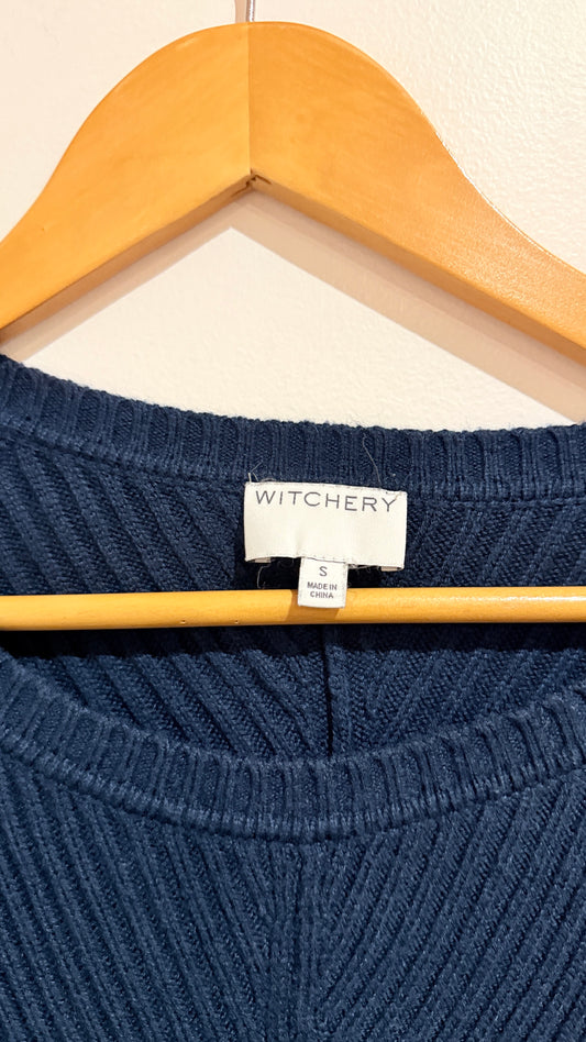 Witchery Navy Ribbed Knit Jumper Size S
