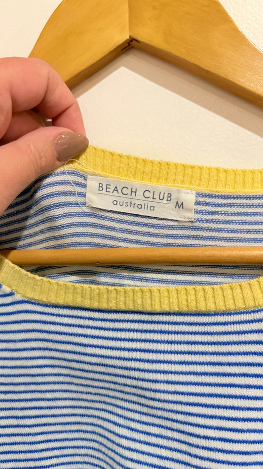 Beach Club Blue Striped Long Sleeve Top Size M