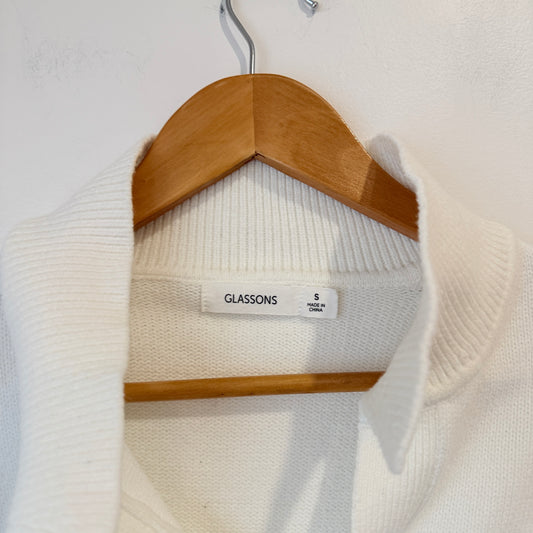 Glassons Cream Waffle Knit Cowl Neck Jumper Size S