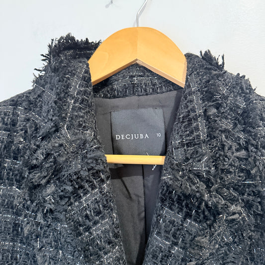 Decjuba Black Tweed Boucle Jacket Size 10