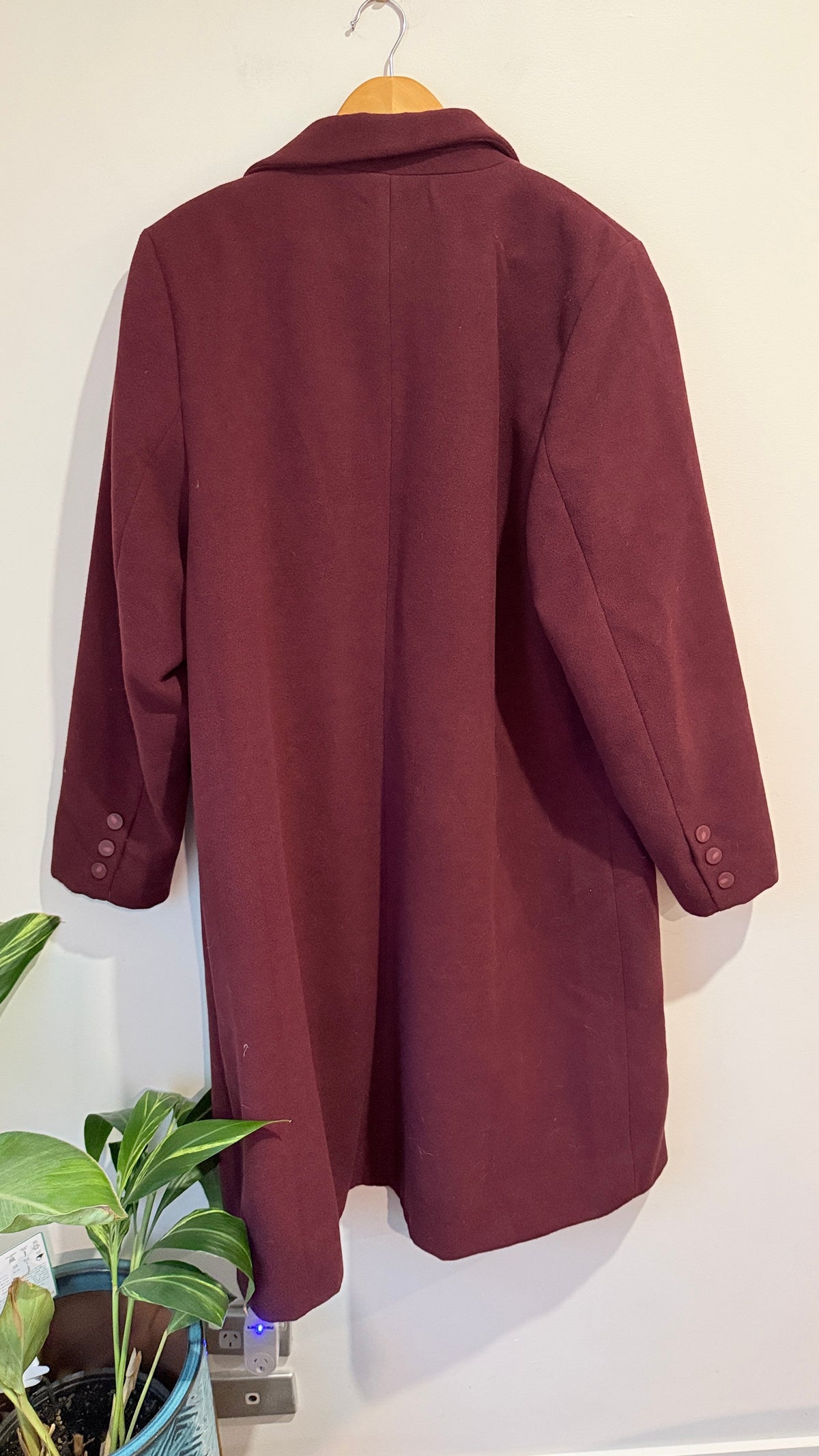 City Chic Burgundy Longline Coat Size L(20)