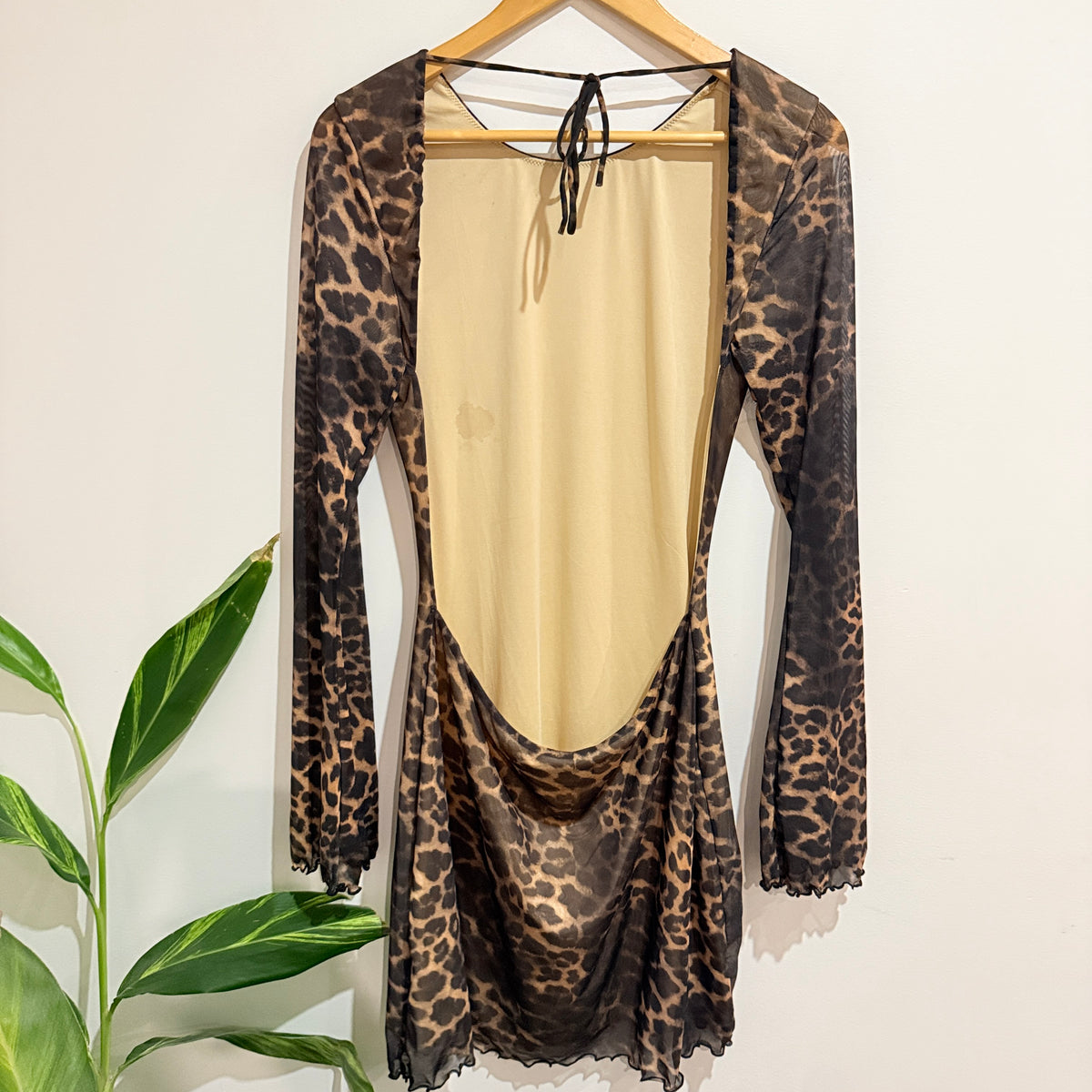 White Fox Leopard Print Mesh Mini Dress Size XL