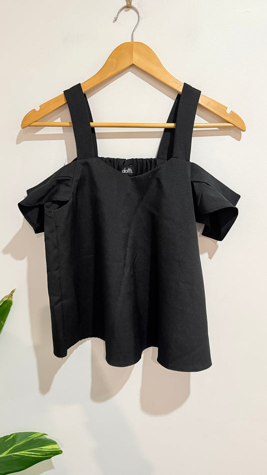 Dotti Black Cold Shoulder Strappy Top Size 6