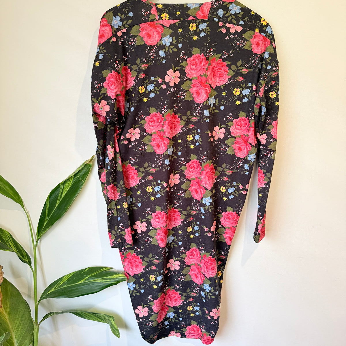 Charlo Black Floral Long Sleeve Dress Size 8