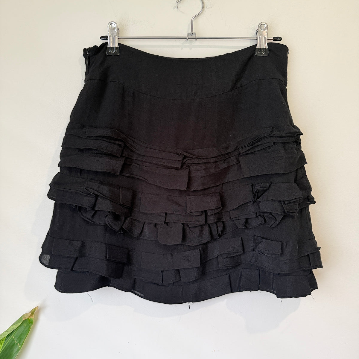 Portmans Black Tiered Ruffle Mini Skirt Size 8