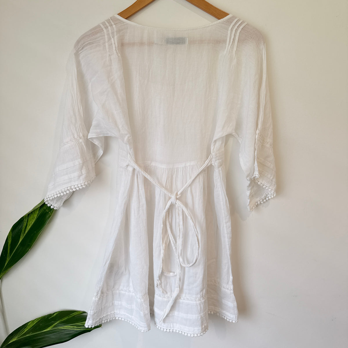 Zara Basic White Cotton Pintuck Tunic Dress Size XS