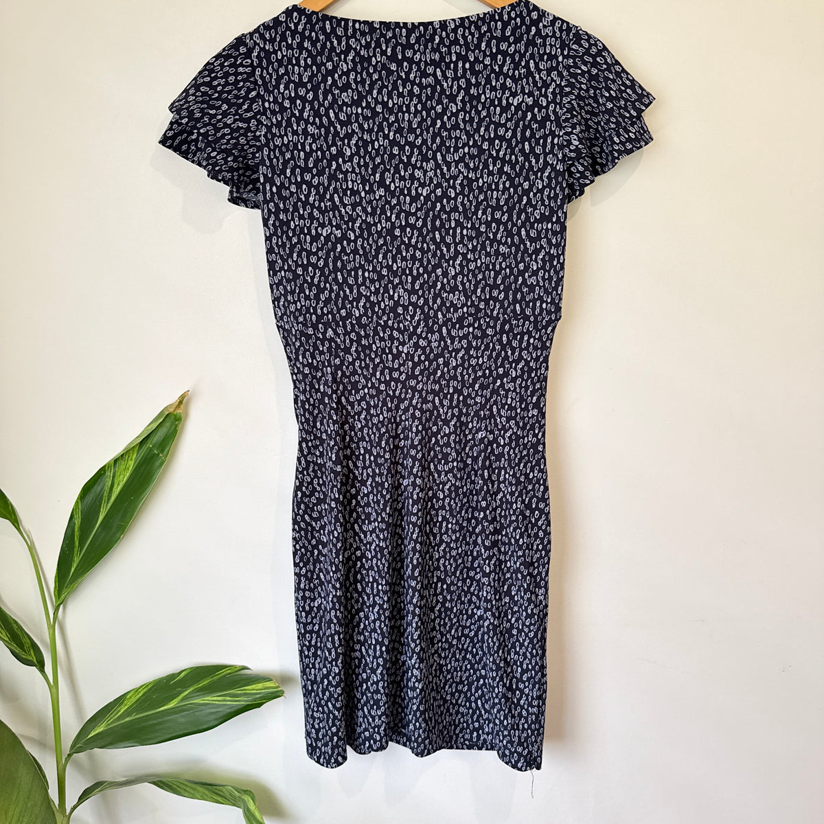 Lauren by Ralph Lauren Navy Print Faux Wrap Dress Size 6
