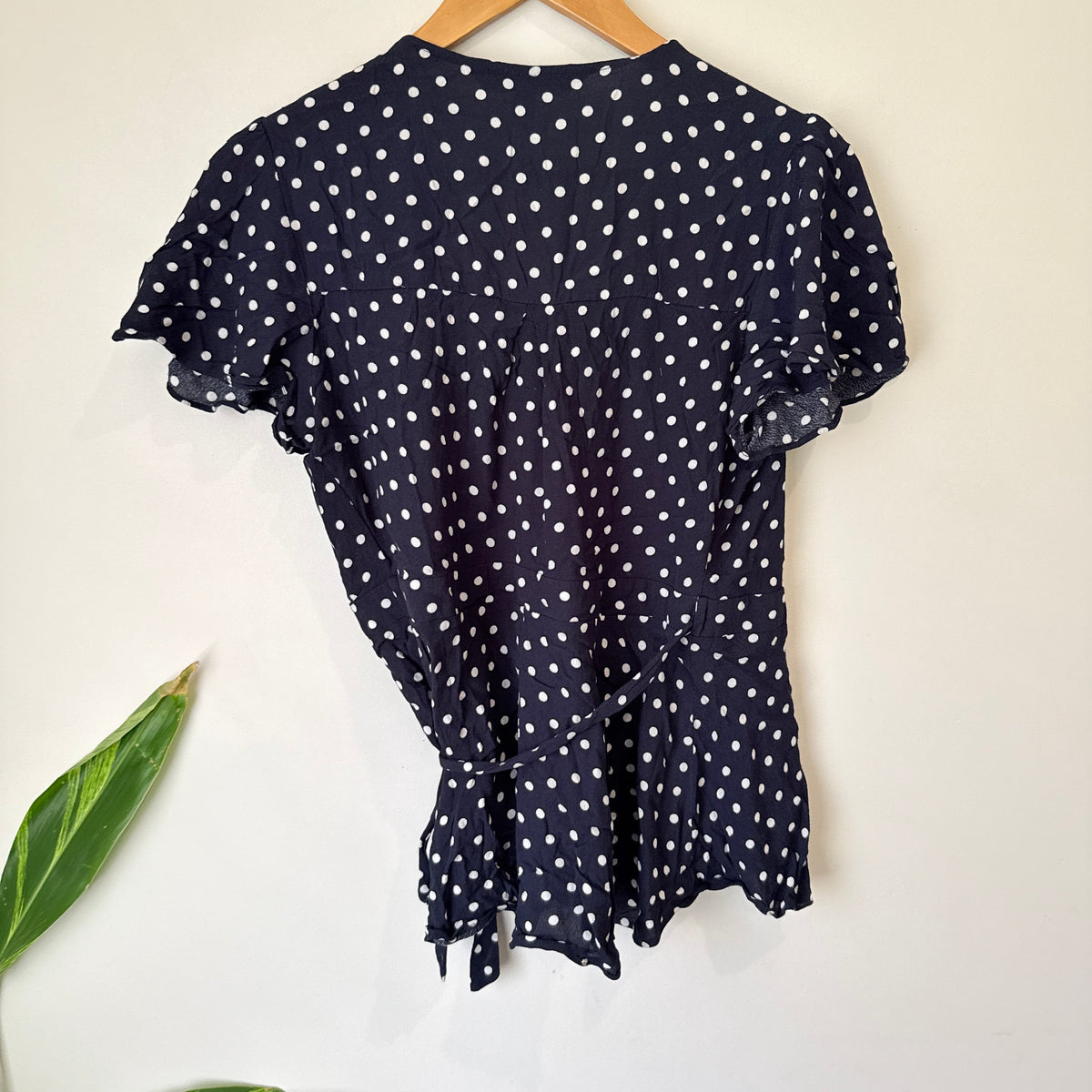 Forever New Navy Polka Dot Wrap Top Size 12