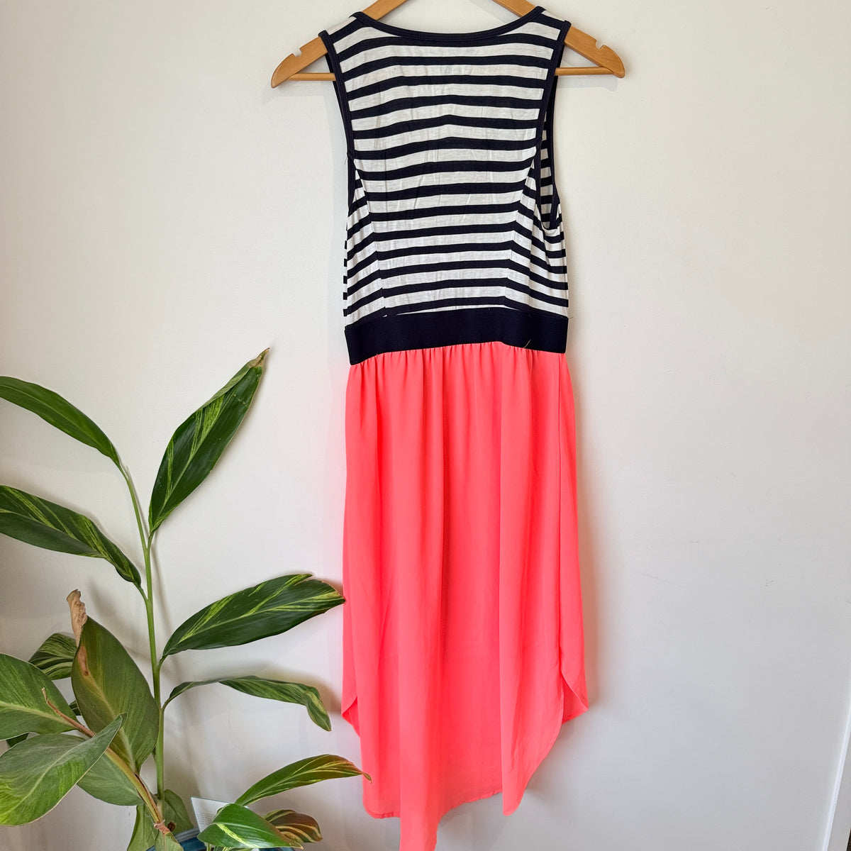 Pretty Basic by Augustine Navy Stripe and Coral Sleeveless Dress Size S