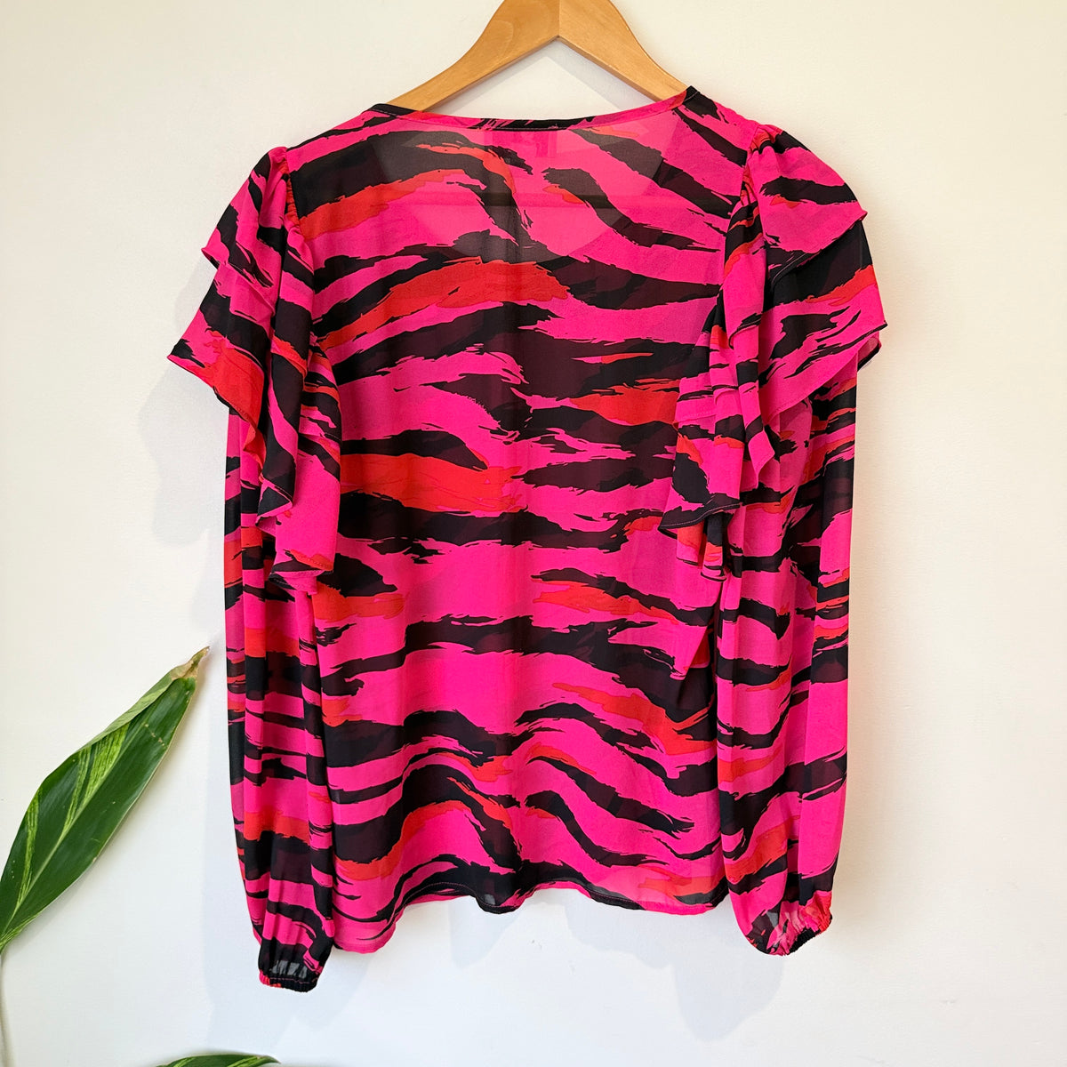 Charlo Pink and Black Abstract Print Top Size 6