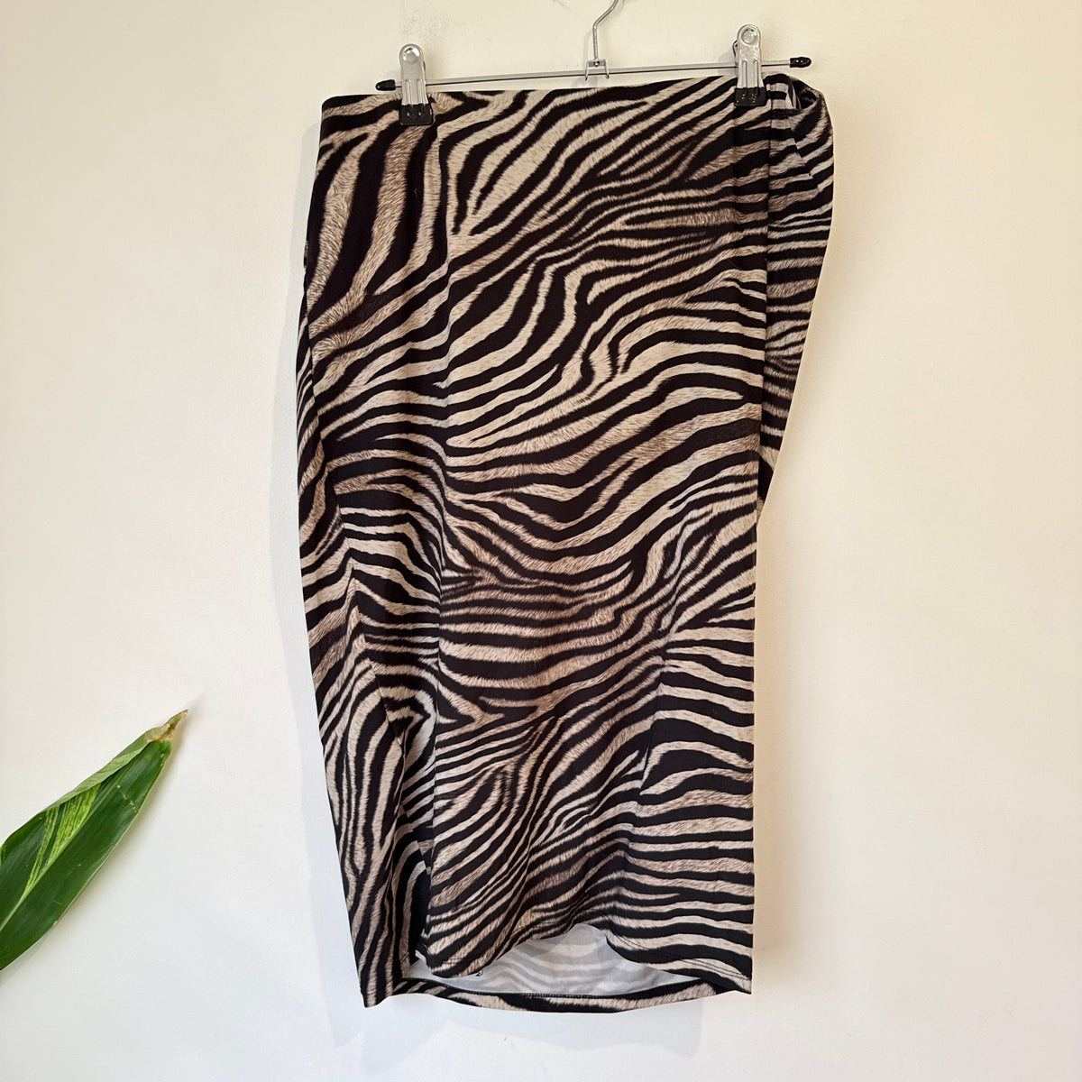 Paula Ryan Zebra Print Ruched Pencil Skirt Size L