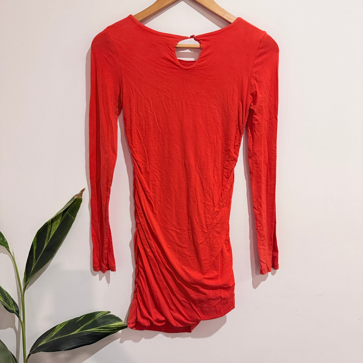Kookai Red Long Sleeve Ruched Dress Size 1