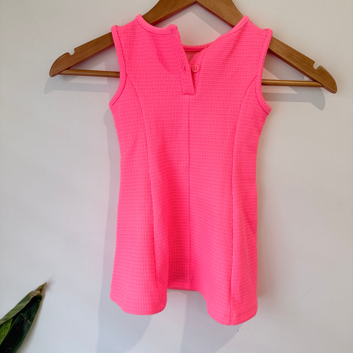 Neon Pink Textured Flower Trim Dress Size 12-18 Months