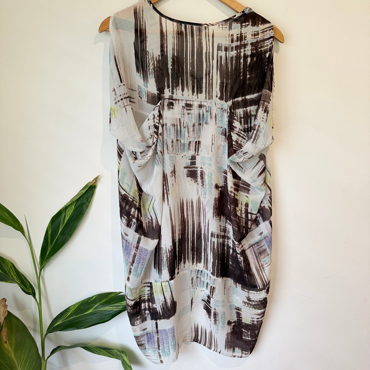 Whistle Brown and Aqua Abstract Print Shift Dress Size 12