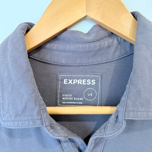 Express Grey Stretch Utility Shirt Size L