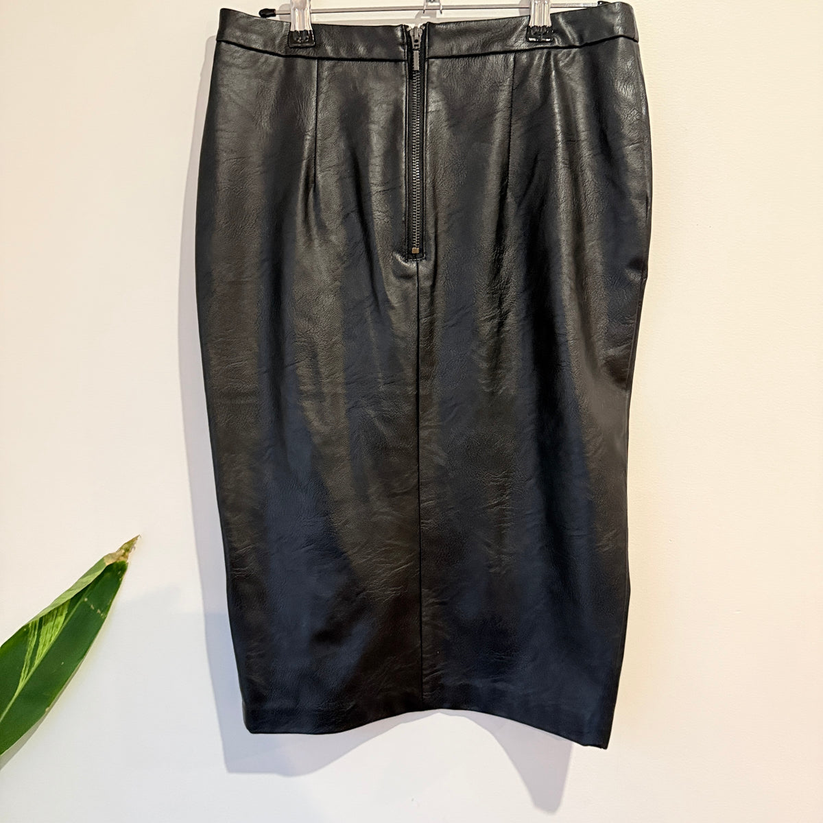 Emerge Black Faux Leather Pencil Skirt Size 8