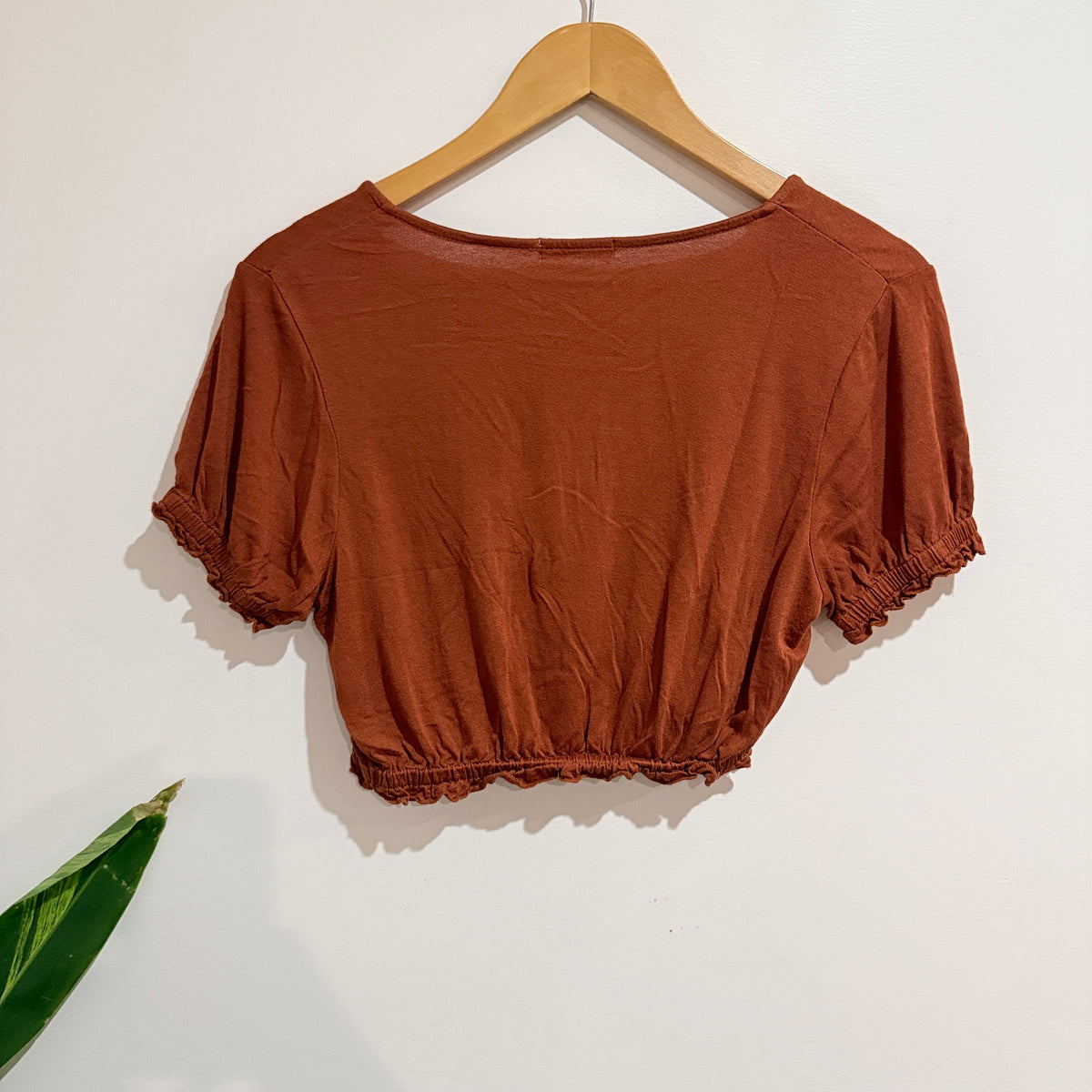 Cotton On Rust Shirred Hem Crop Top Size M