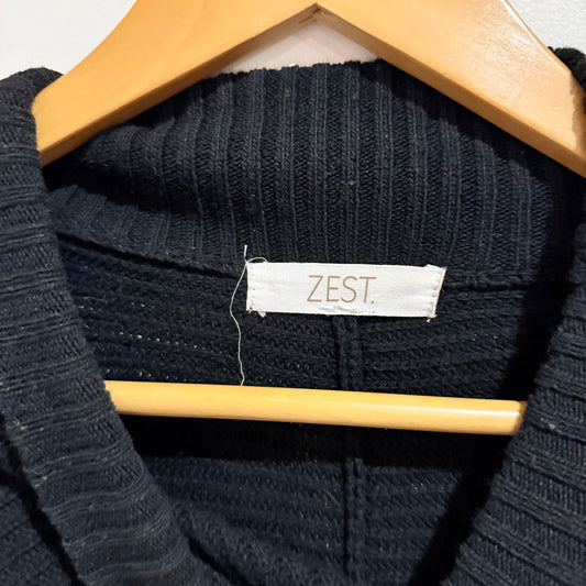 Zest Black Ribbed Knit Funnel Neck Jumper