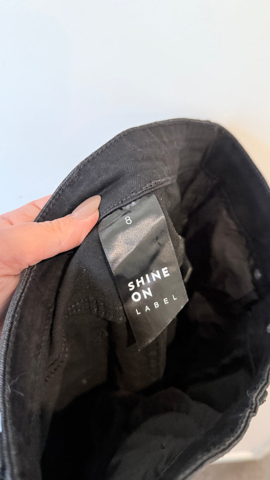Shine On Label Black Distressed Skinny Jeans Size 8