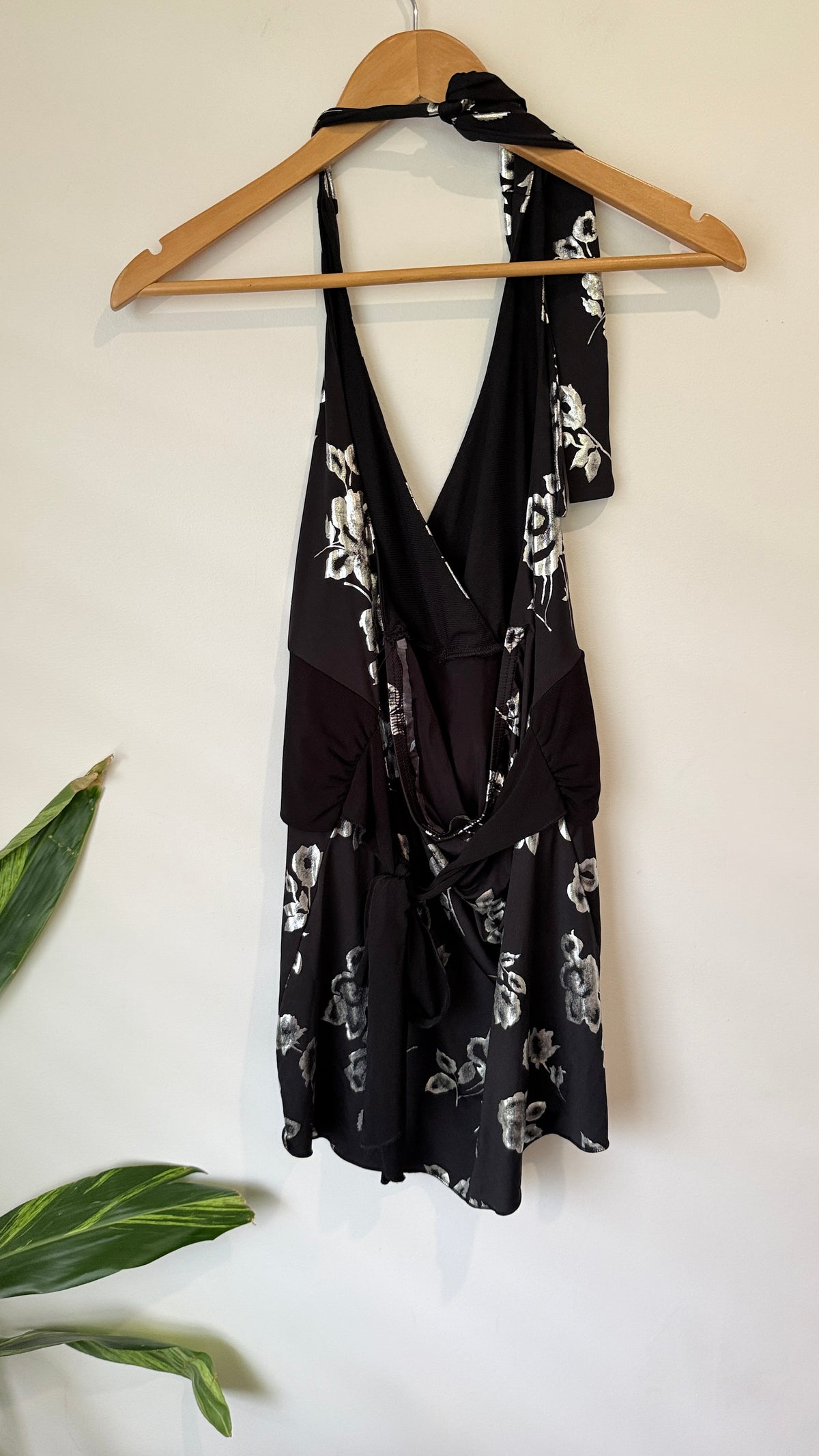 Pagani Black and White Floral Halter Dress Size 8