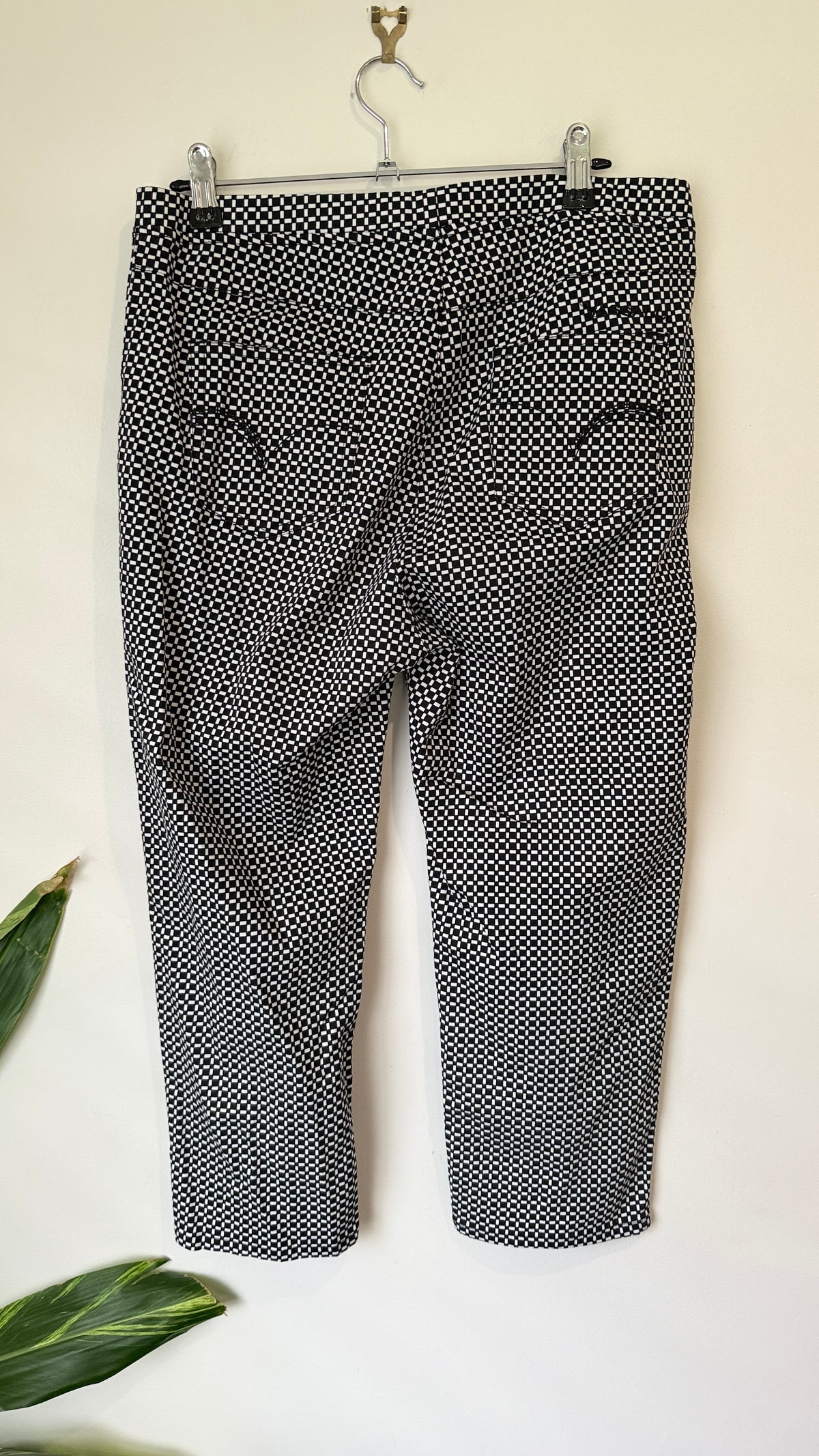 Vassalli Black and White Geometric Print Tapered Pants 80cm waist