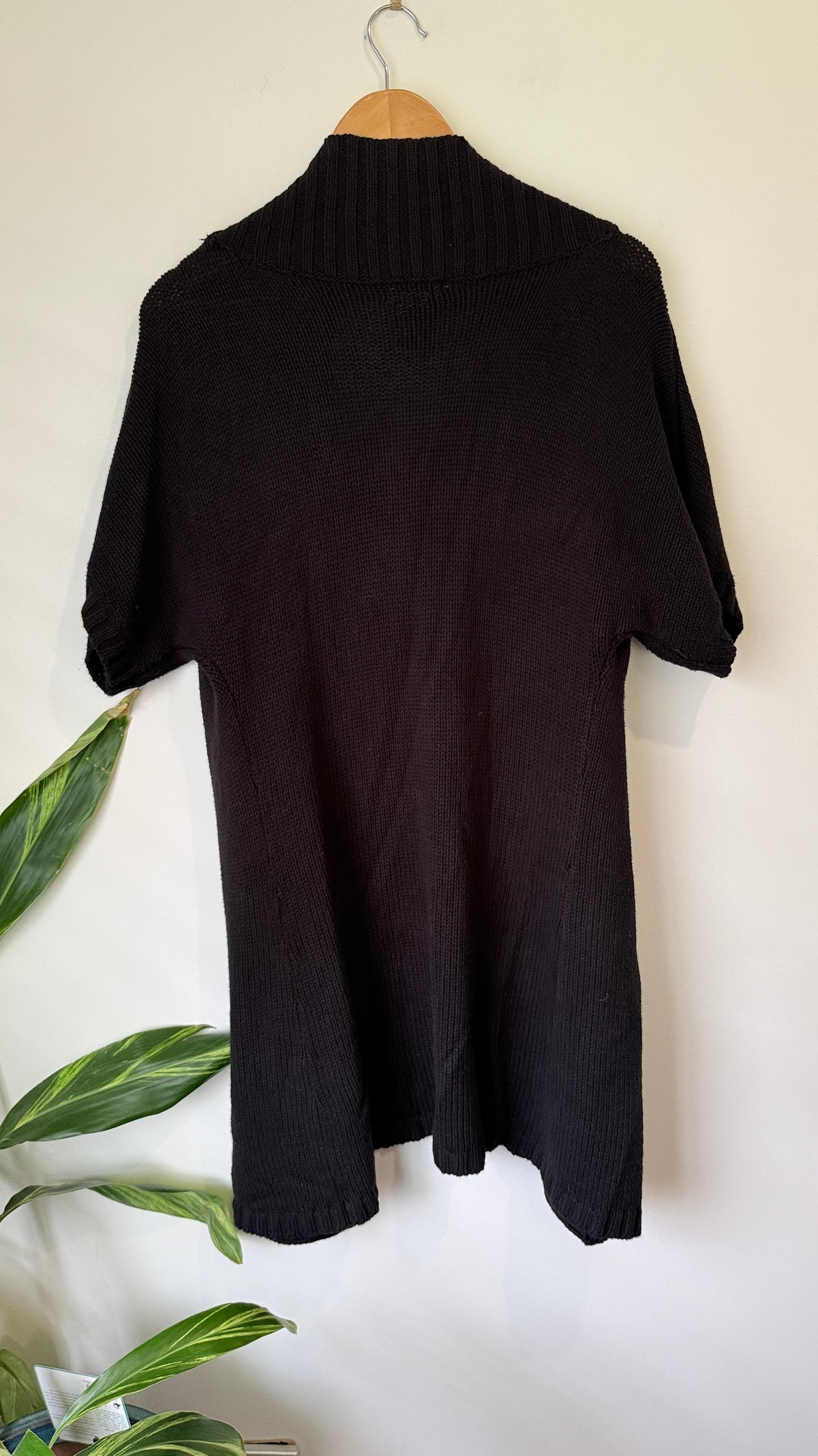 Capture Black Ribbed Knit Longline Cardigan Size M