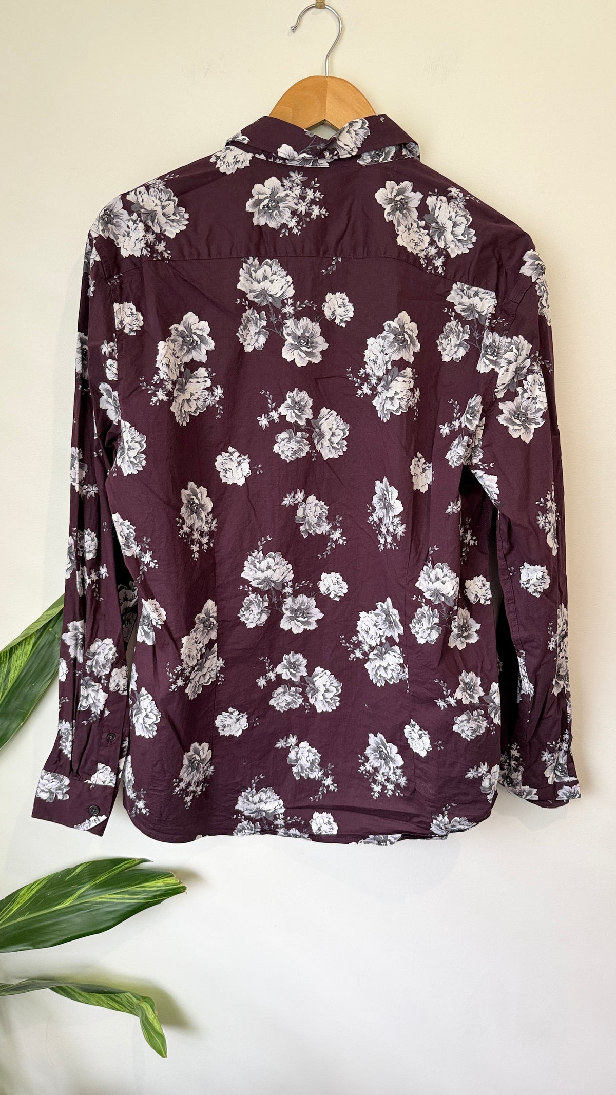 Connor Burgundy Floral Slim Fit Shirt Size L