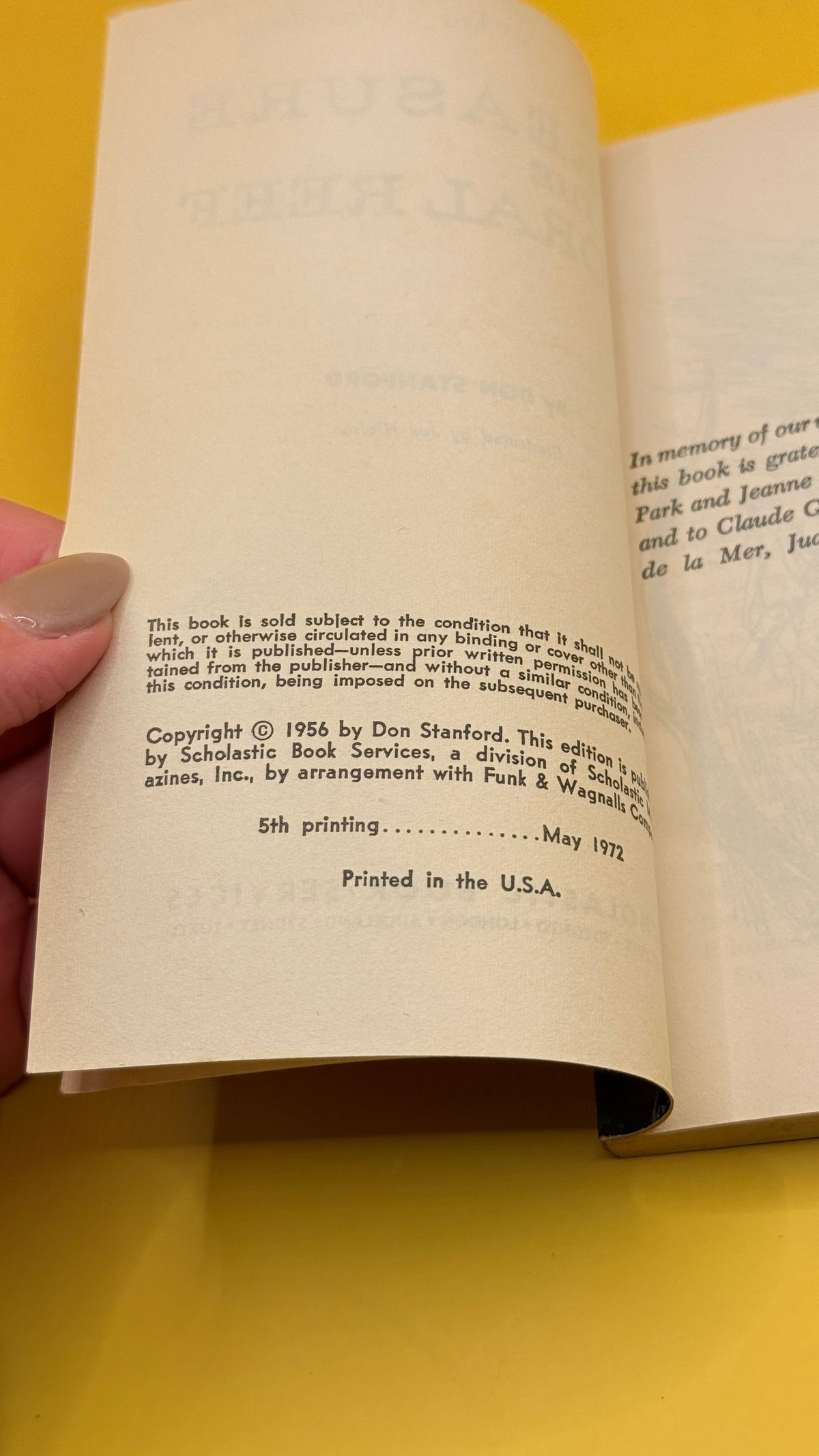 The Treasure of the Coral Reef by Don Stanford (5th printing, 1972)