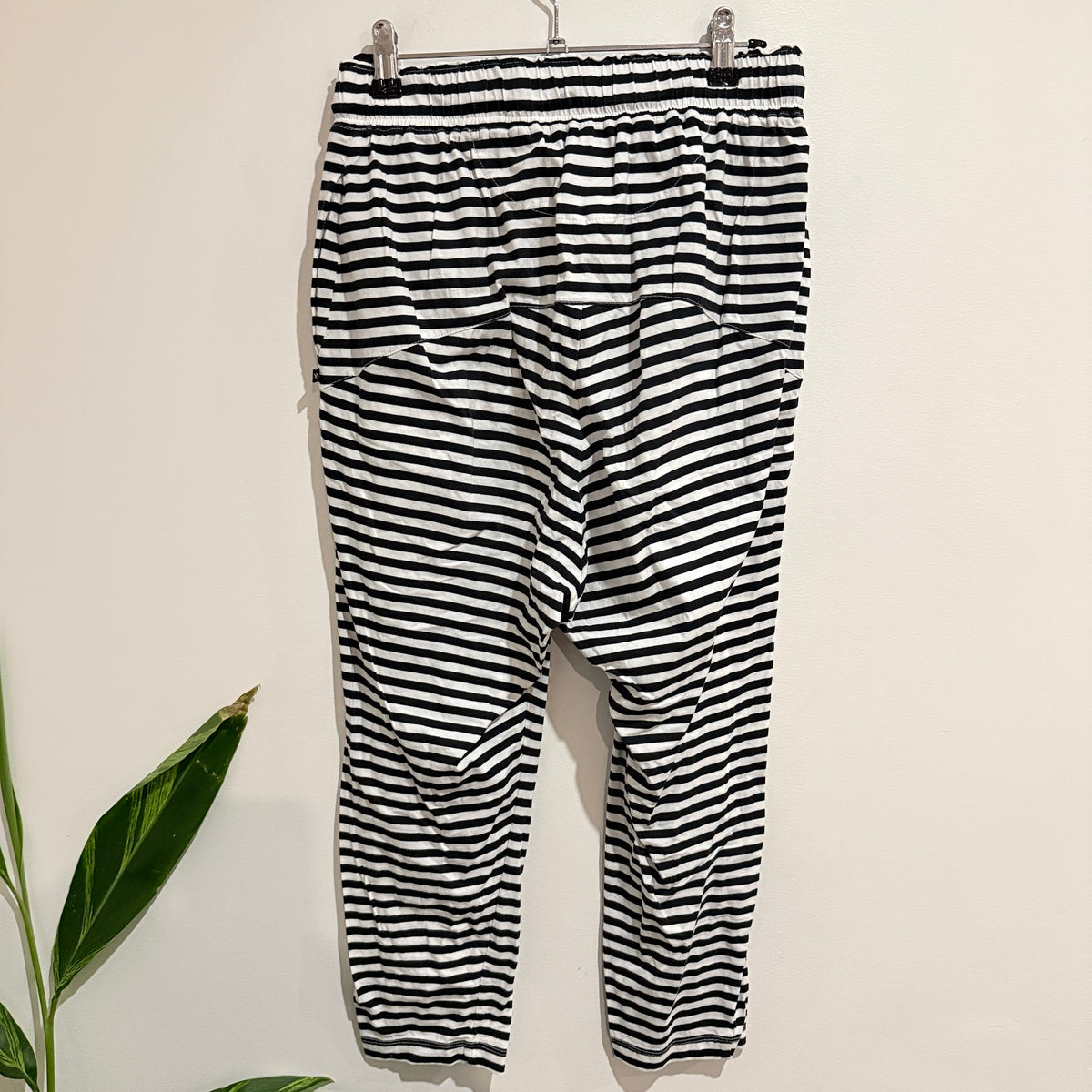 Moochi Black and White Stripe Drawstring Pants Size S