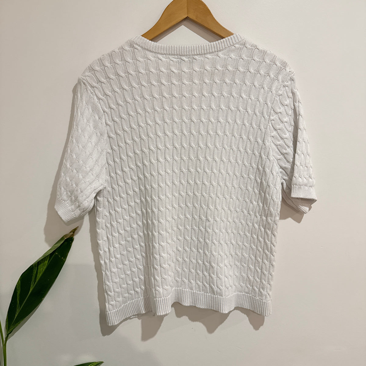Just Jeans White Cable Knit Short Sleeve Cardigan Size 16