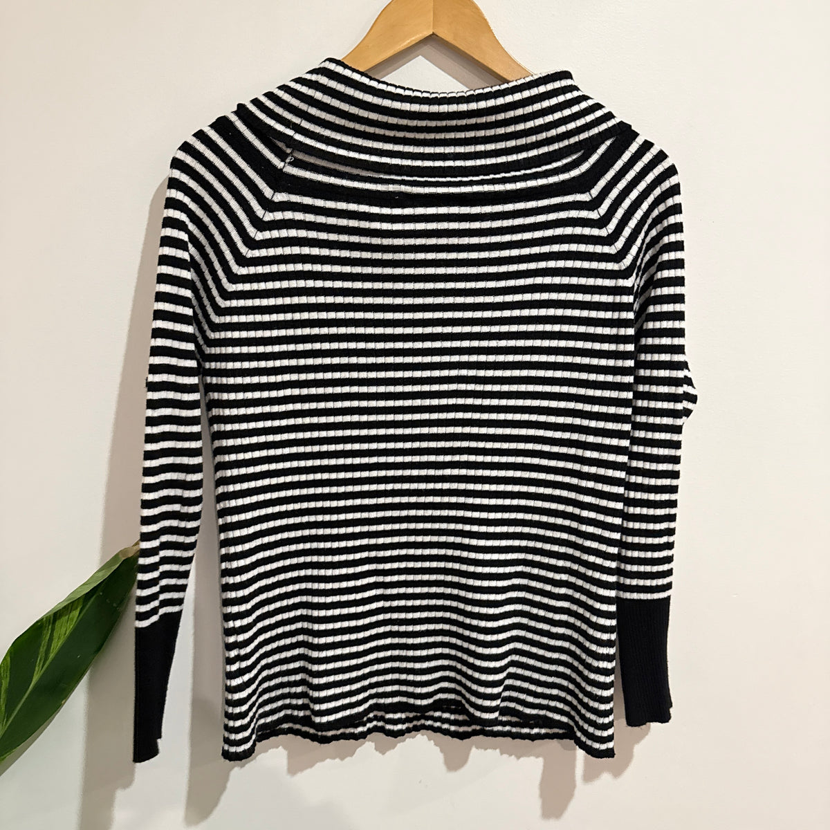 Millers Black and White Stripe Cowl Neck Knit Top Size M