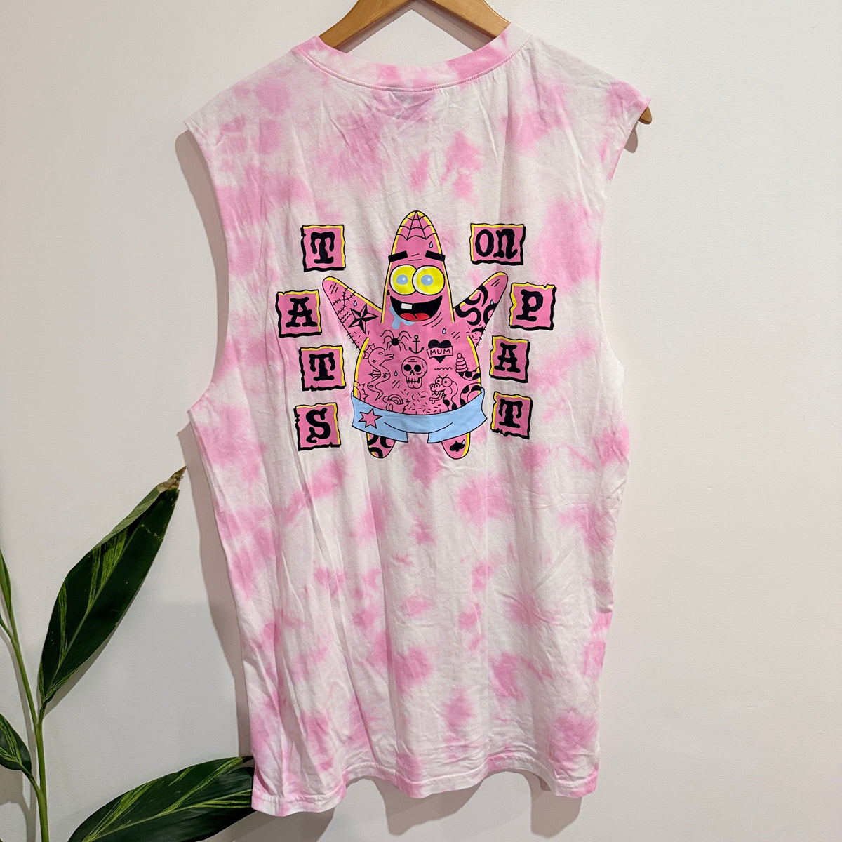 H&M Pink Tie Dye Spongebob Patrick Print Tank Size M