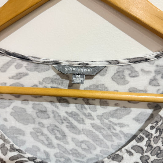Suzanne Grae Grey Animal Print Top Size M
