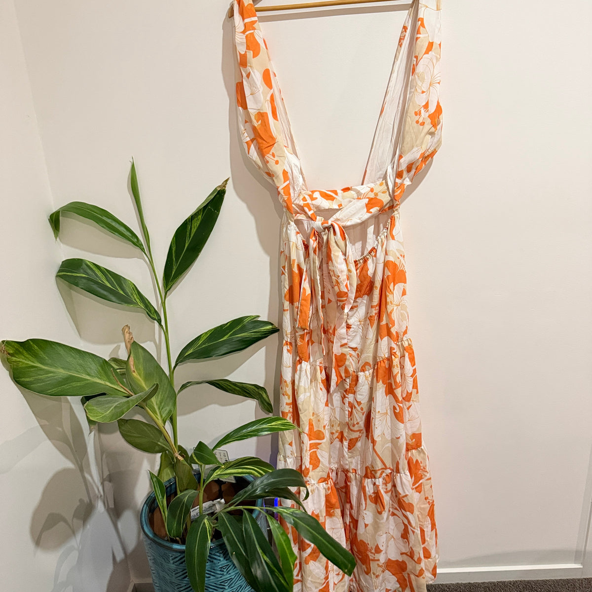 Fortunate One Floral Print Tiered Dress Size L