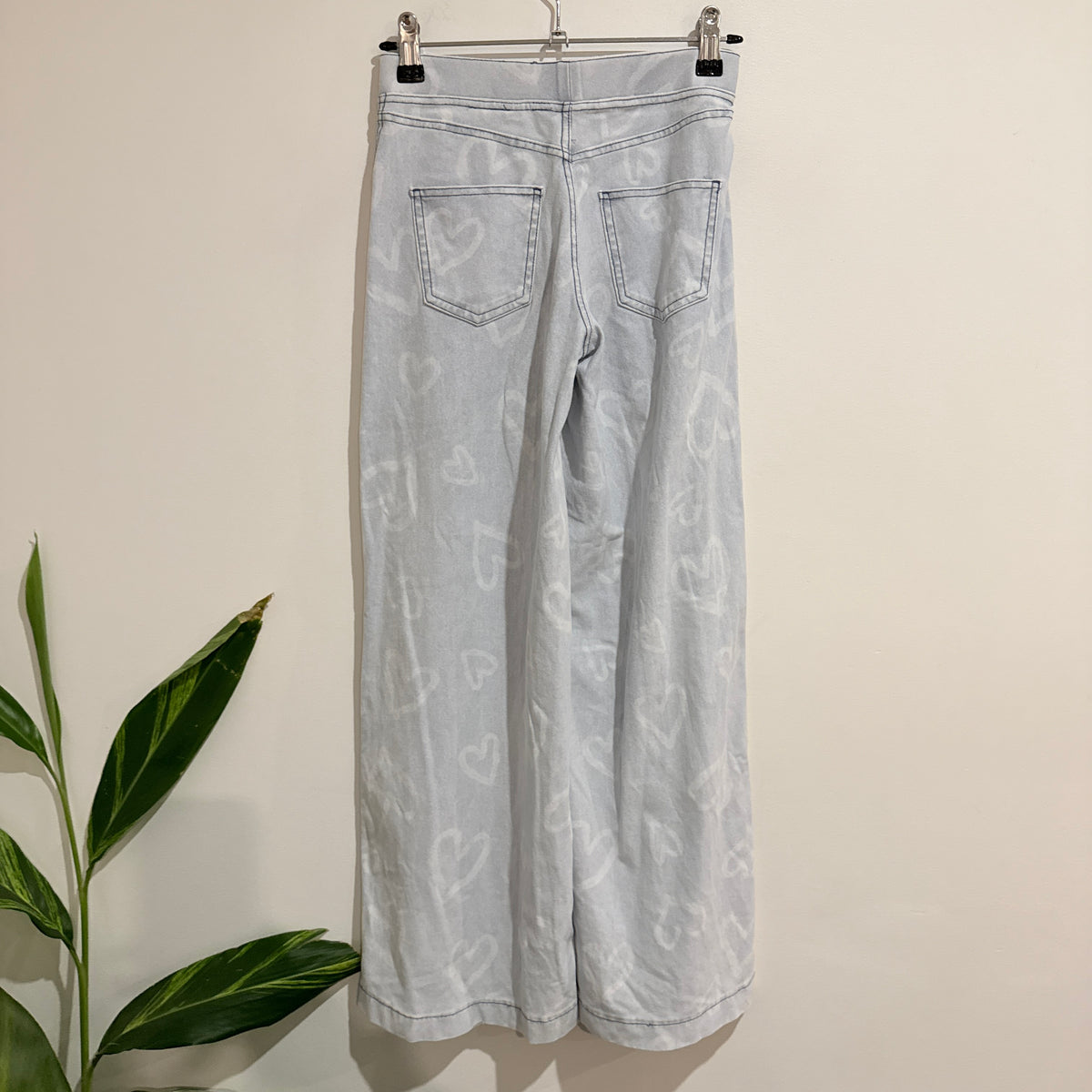H & M Heart-print Wide-leg Trousers Size 11-12Y