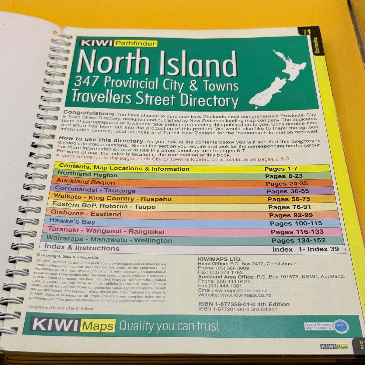 Kiwi Pathfinder North Island Travellers Street Directory by Kiwimaps